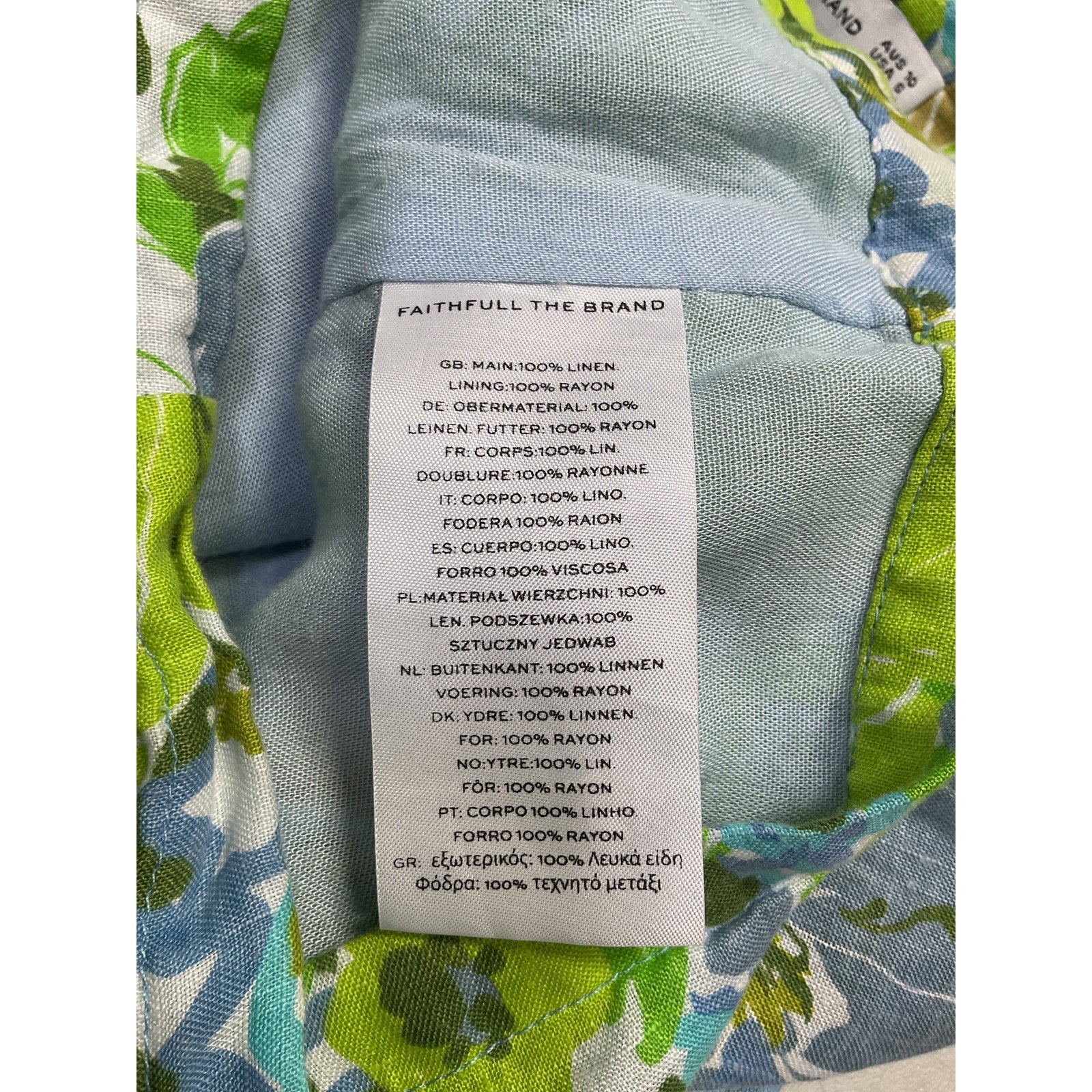 Faithfull The Brand 'Sa Sommas' Green Linen Skort Size M