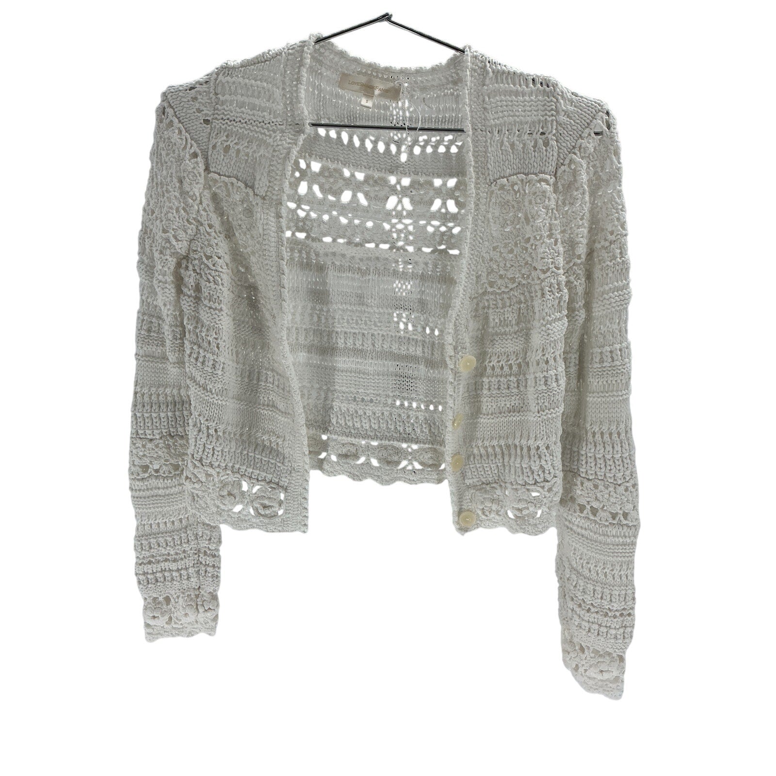Loveshackfancy 'Middleton' White Cotton Crochet Cardigan Size S