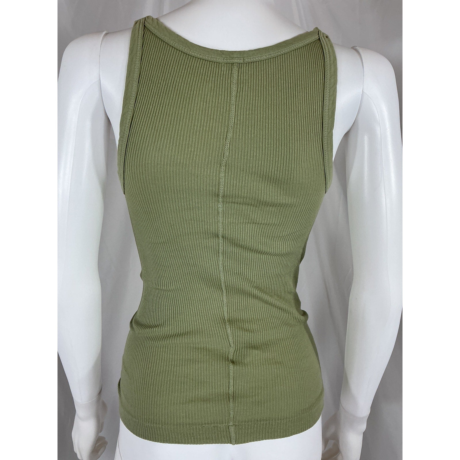 Re/Done Originals Green Cotton Ribbed Tank Top Size S