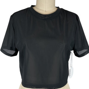 Staud Sheer Black Fernanda Crop Top Size L NWT