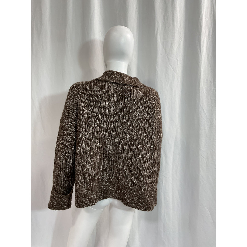 Varley 'Amelia' Brown Oversize Shaker Half Zip Sweater Size XS