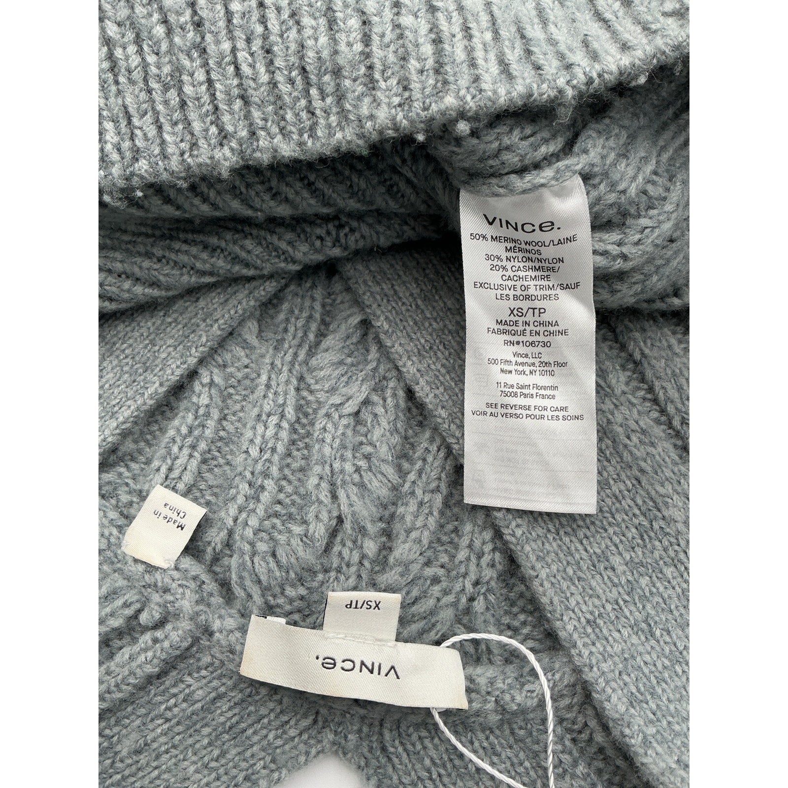Vince Interlocking Grey Cable Cardigan Size XS