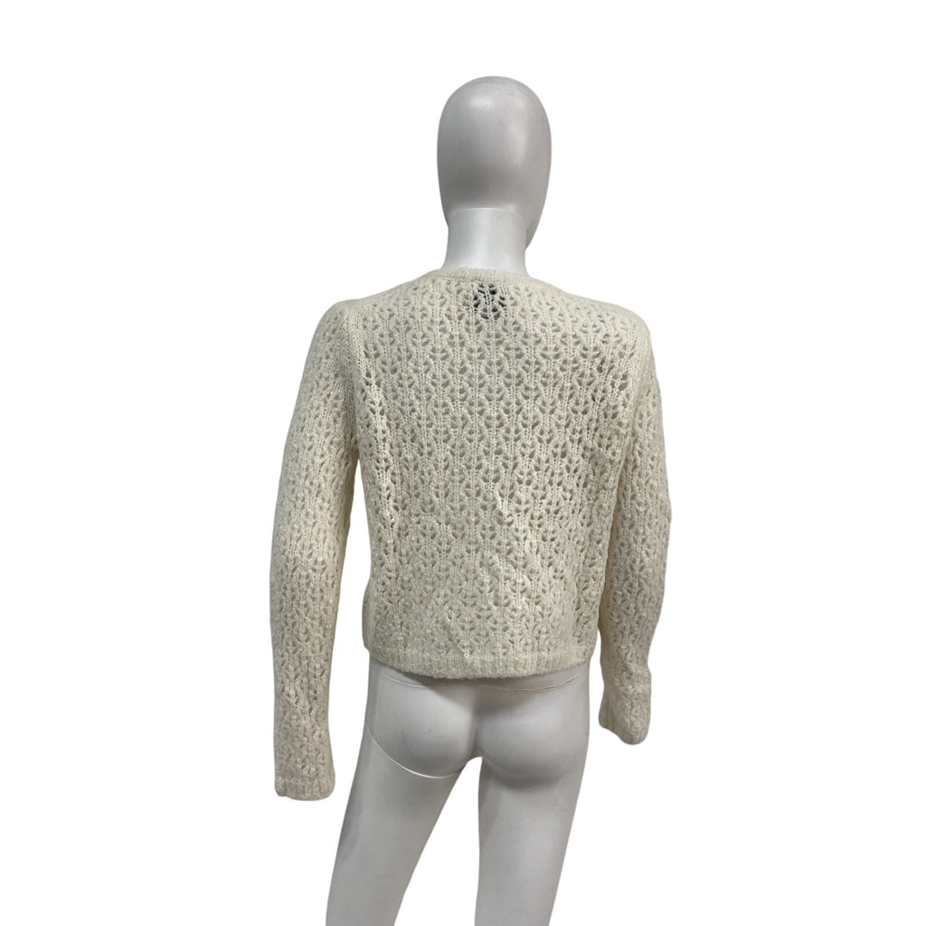 Reformation 'Clara' Cream Merino Wool Crew Cardigan Size XS