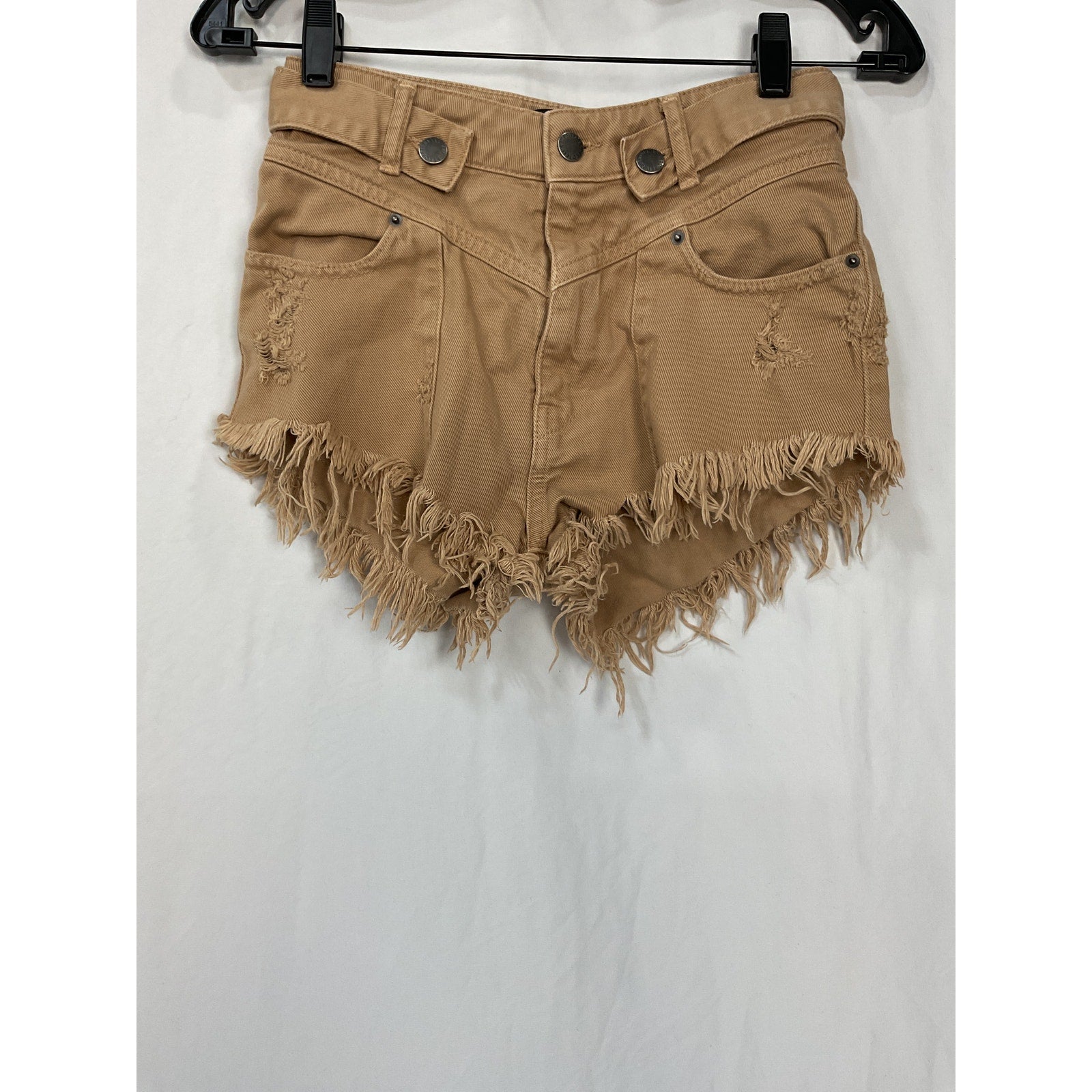 Retrofete X Revolve 'Tessa' Tan Cotton Shorts Size 23