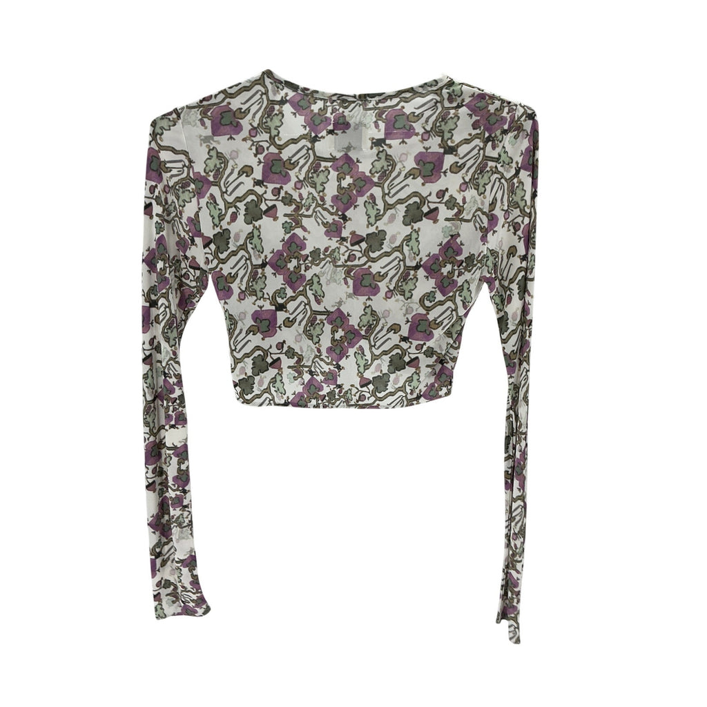 Isabel Marant 'Jinea' Purple Viscose Cropped Twisted Printed Jersey Top Size 2