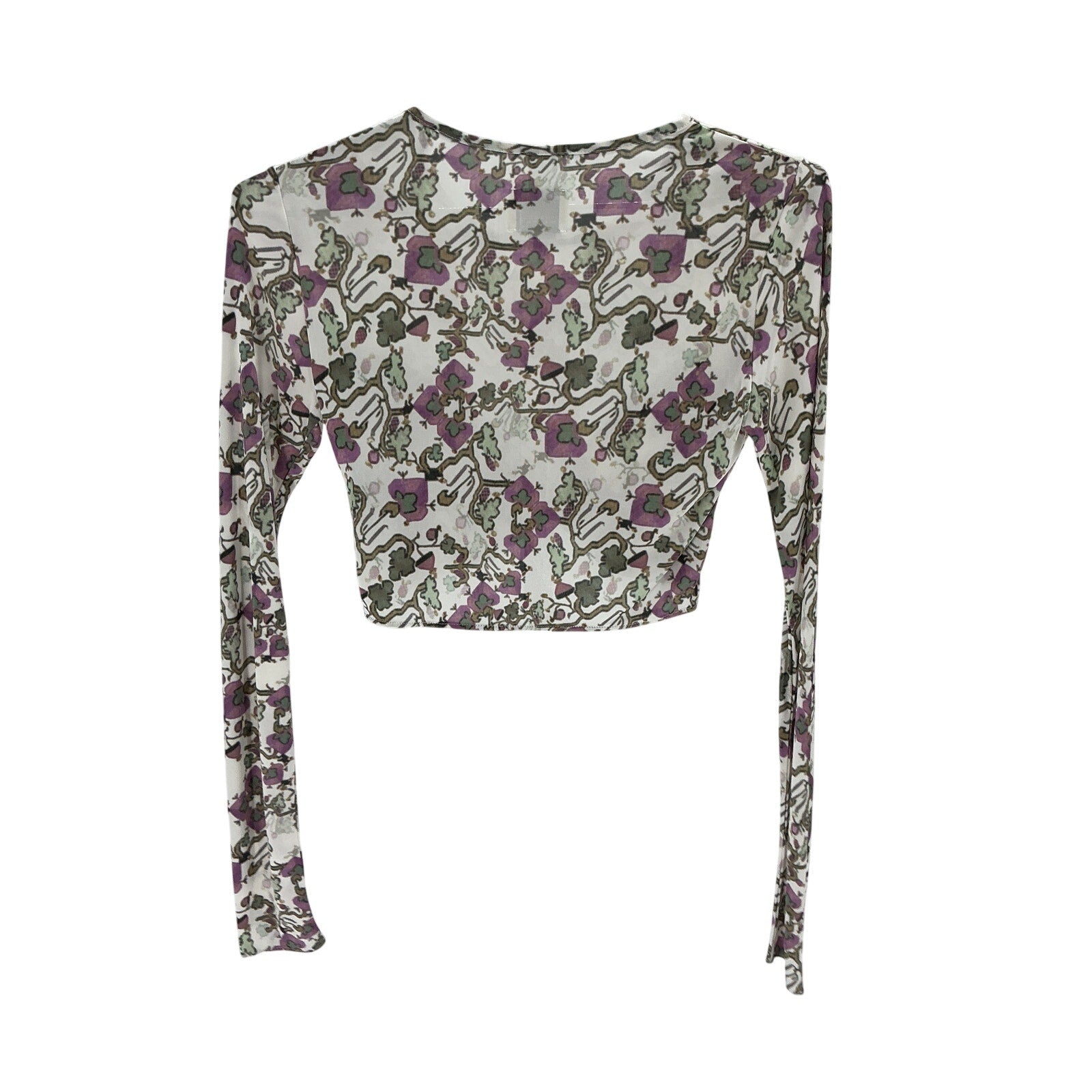 Isabel Marant 'Jinea' Purple Viscose Cropped Twisted Printed Jersey Top Size 2