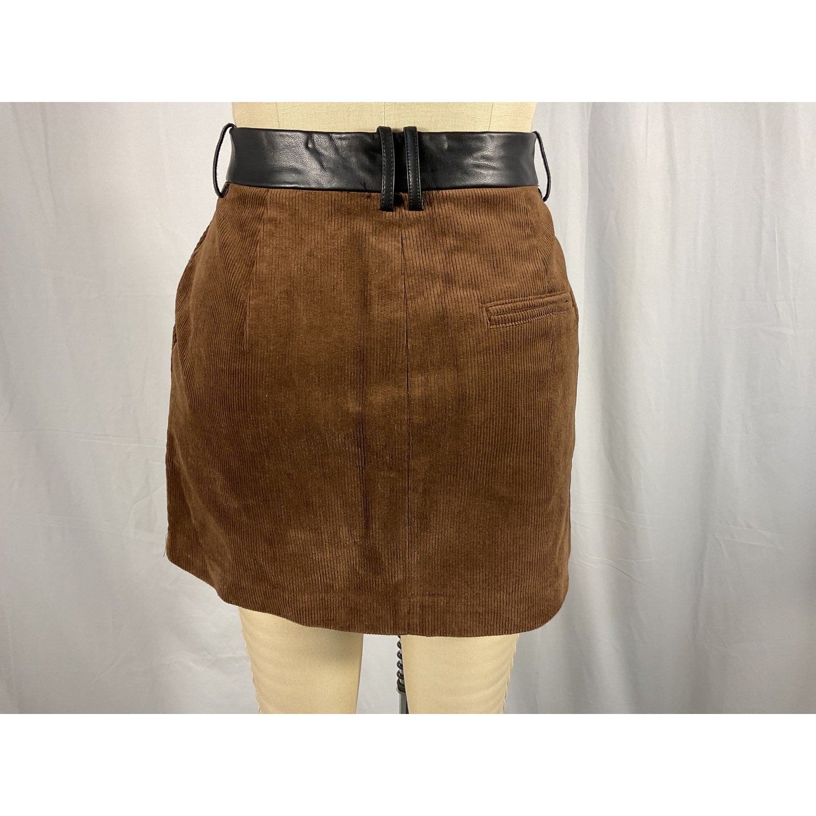 Helsa 'Corduroy' Brown Cotton Mini Skirt Size S