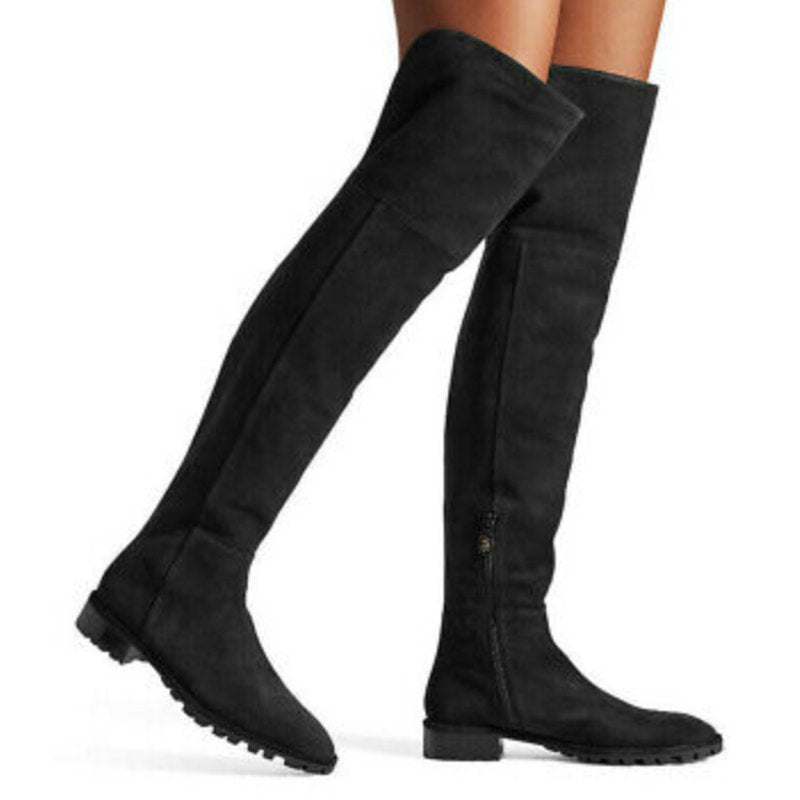 Stuart Weitzman 'Amber' Black Suede Leather Over-The-Knee Boots Size 8