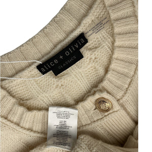 Neiman Marcus Cable Knit Beige Cecilie Cardigan Size M