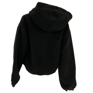 Bandier Plush Black Hi Pile Fleece Hooded Jacket Size M NWT