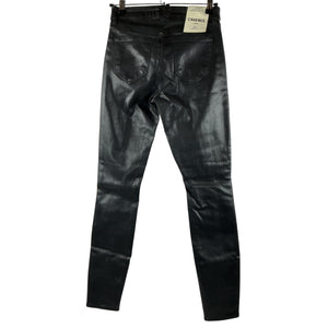 L'agence Coated Black Jyothi High Rise Split Ankle Denim Jeans Size 25