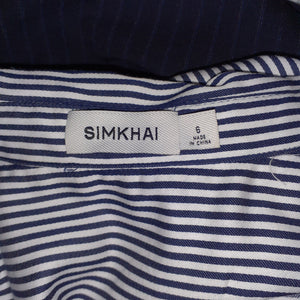 Simkhai Striped Blue Graham Shirting Combo Dress Size 6