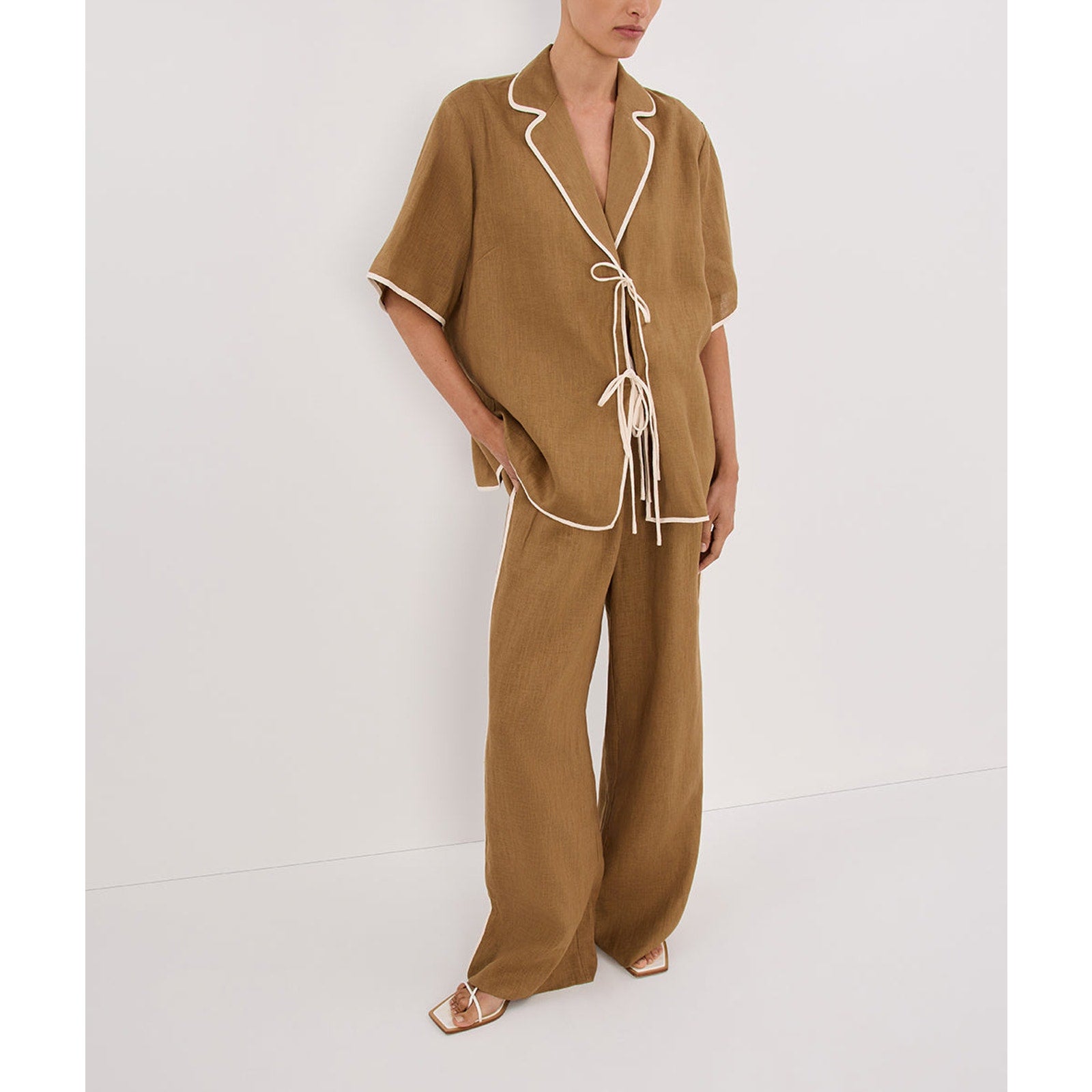 Dissh Tan Linen Pant Size 10