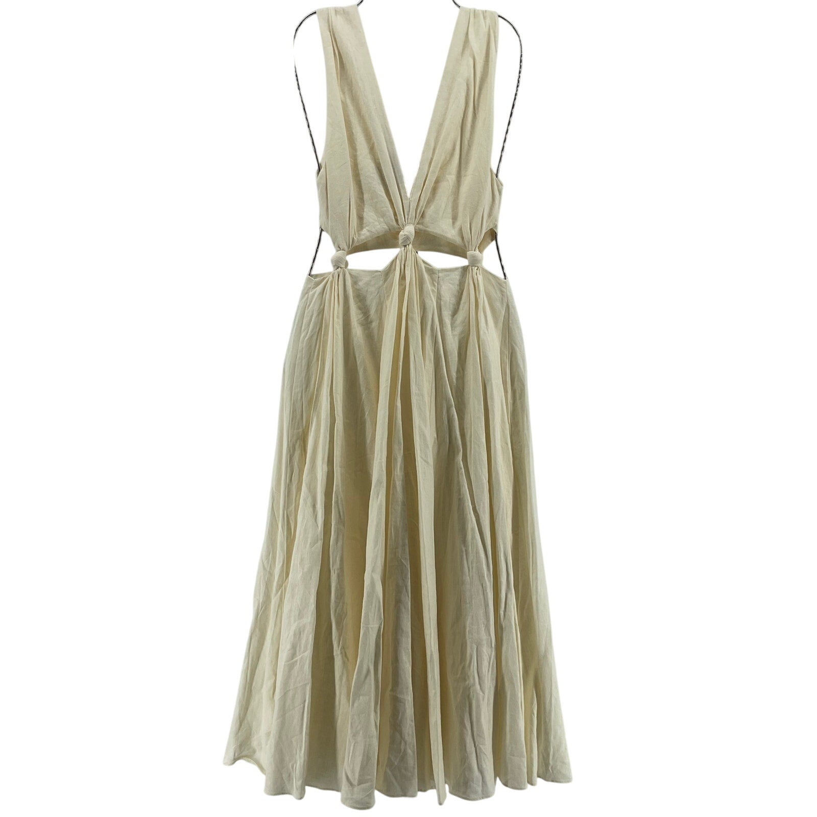 Farm Rio Cut Out White Linen Midi Dress Size XS
