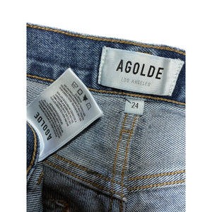 Agolde High-Rise Dark Denim Cooper Cargo Denim Jeans Size 24