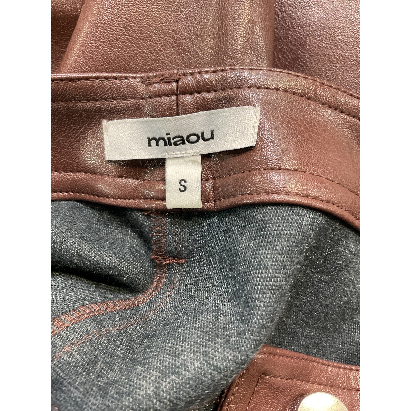 Miaou 'Junior' Brown Faux Leather Pant Size S