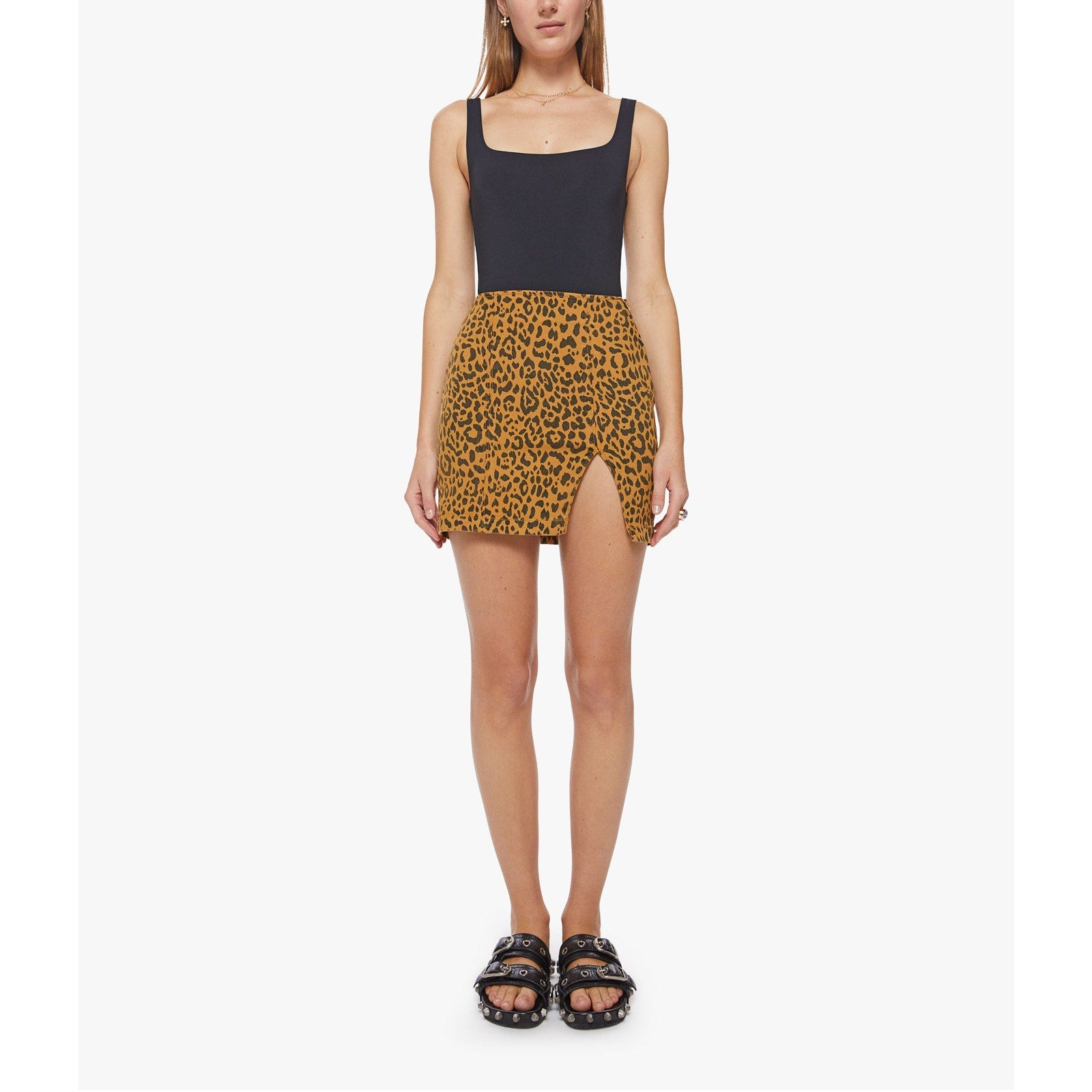 Mother 'The Side Splitter' Brown Denim Mini Skirt Size 28