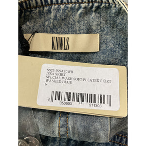 Knwls Soft Pleated Washed Blue Issa Skirt Size UK 6 / US 2 NWT