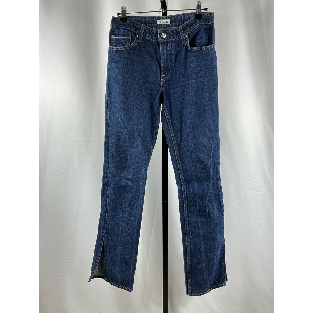 Grlfrnd 'Hailey' Blue Cotton Low Rise Slim Boot With Slit Hem Denim Jean Size 26