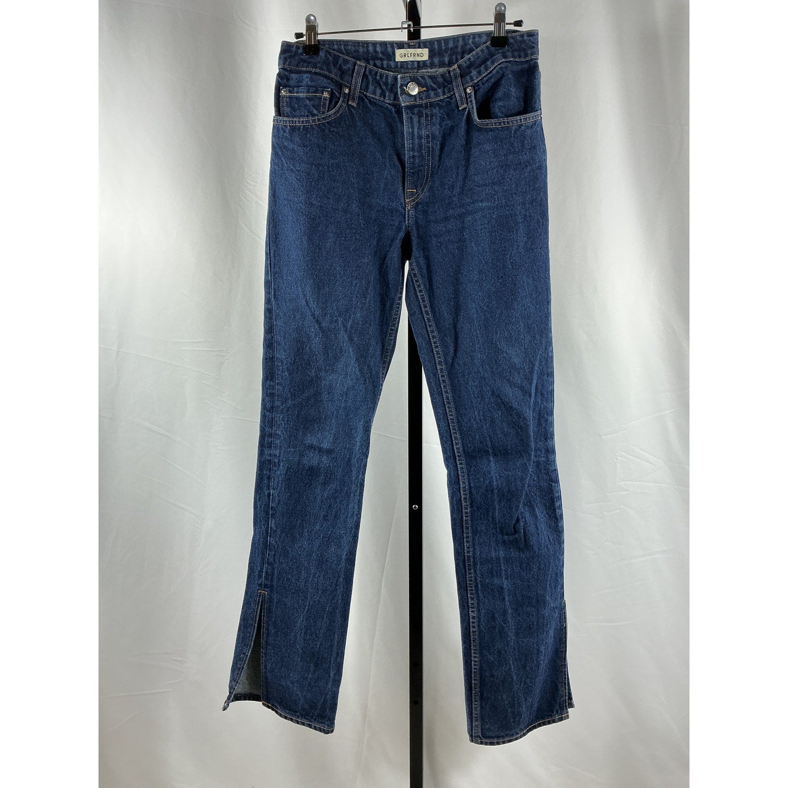 Grlfrnd 'Hailey' Blue Cotton Low Rise Slim Boot With Slit Hem Denim Jean Size 26