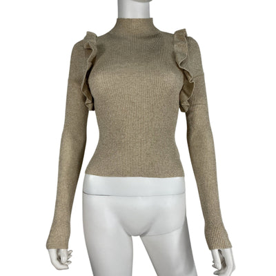 Majorelle Ruffled Beige Annie Sweater Size XS