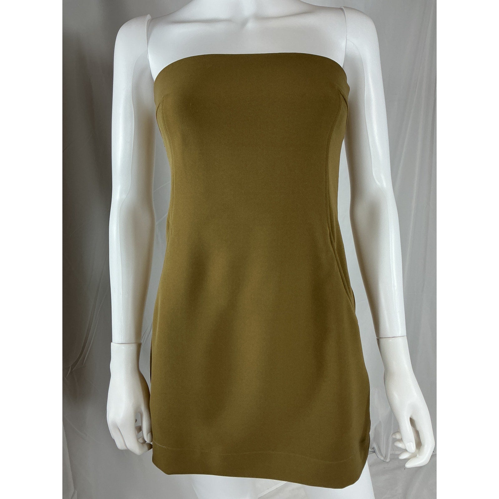 Paris Georgia 'Audrey' Green Polyester Strapless Stretch-Crepe Mini Dress Size XS