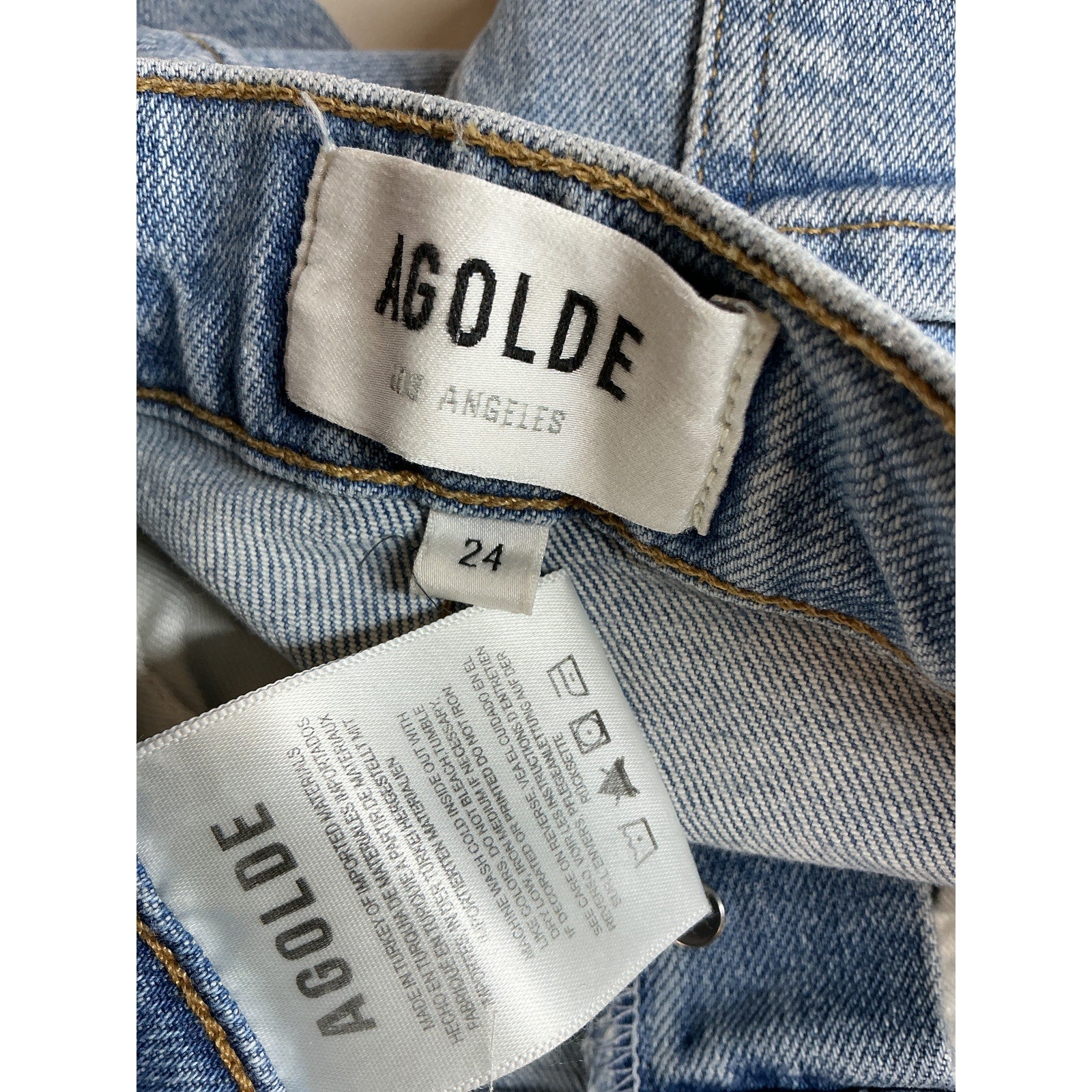 Agolde 'Riley' Blue Cotton High Rise Straight Crop Jean Size 24