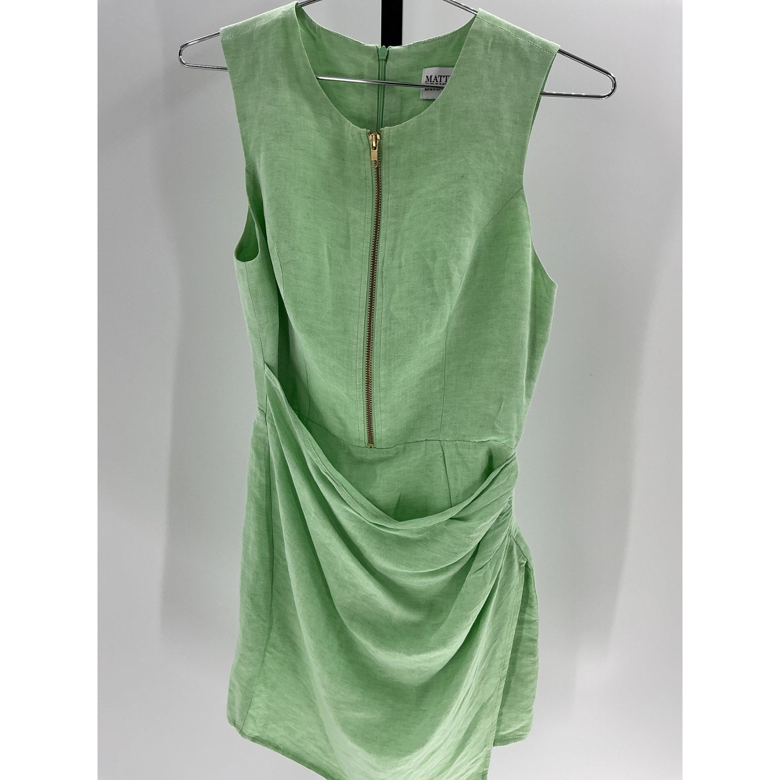 Matthew Bruch Wrap Green Viscose Zipper Mini Dress Size 2