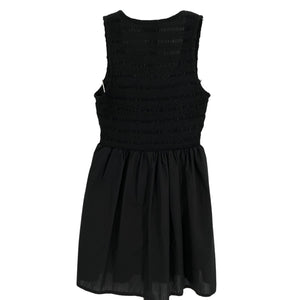 Faithfull The Brand Smocked Black Epoca Dress Size M