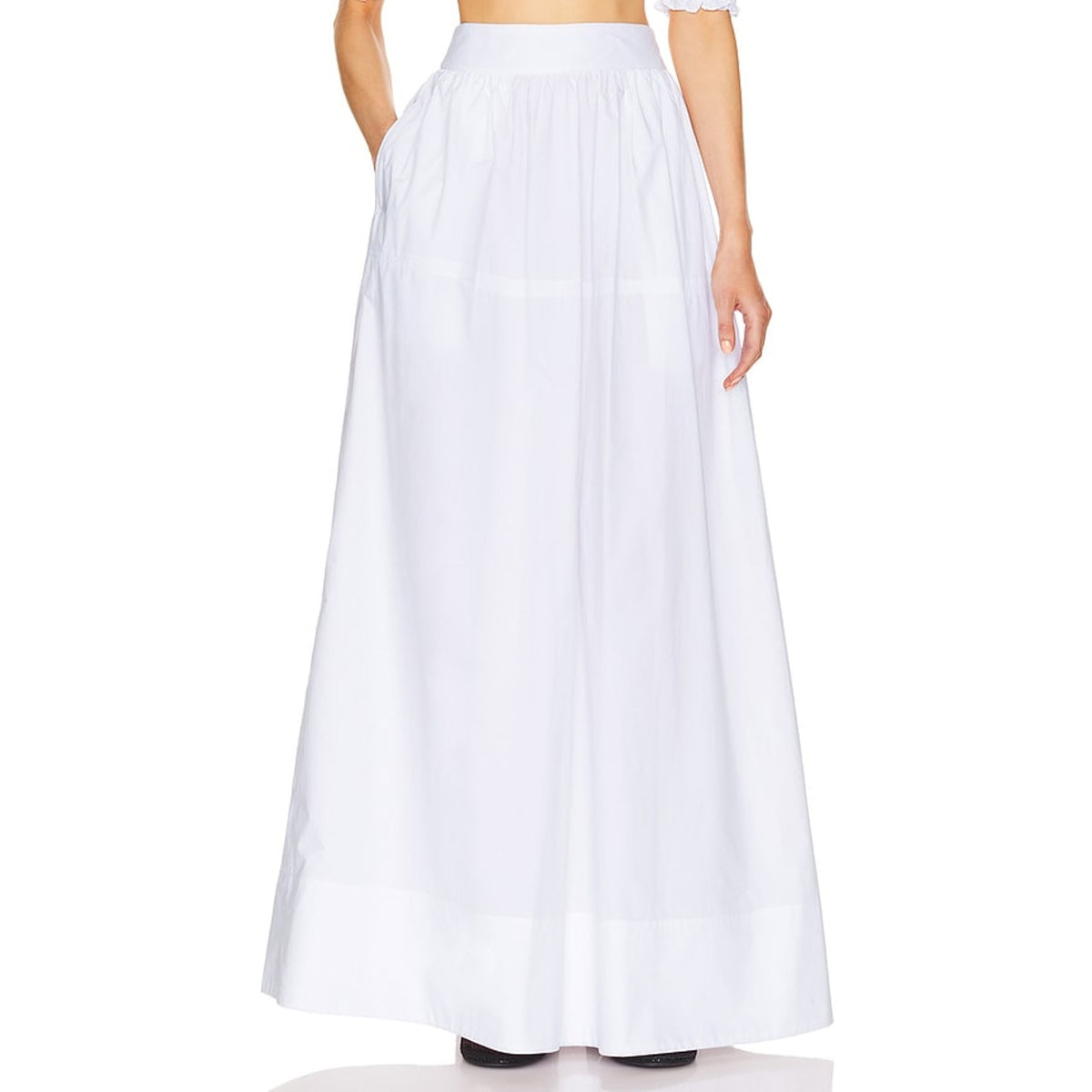 Helsa Crisp White Poplin Maxi Skirt Size S