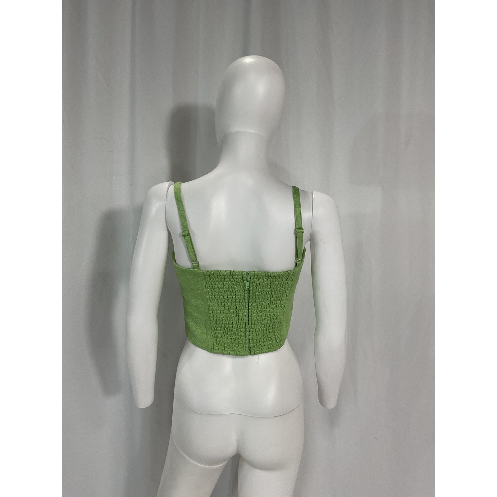 Mestiza New York 'Corazon' Green Bow Jacquard Sleeveless Crop Top Size 4