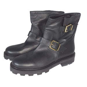 Jimmy Choo Buckled Black Youth Li Biker Boots Size Womens 11 US / 41 EU