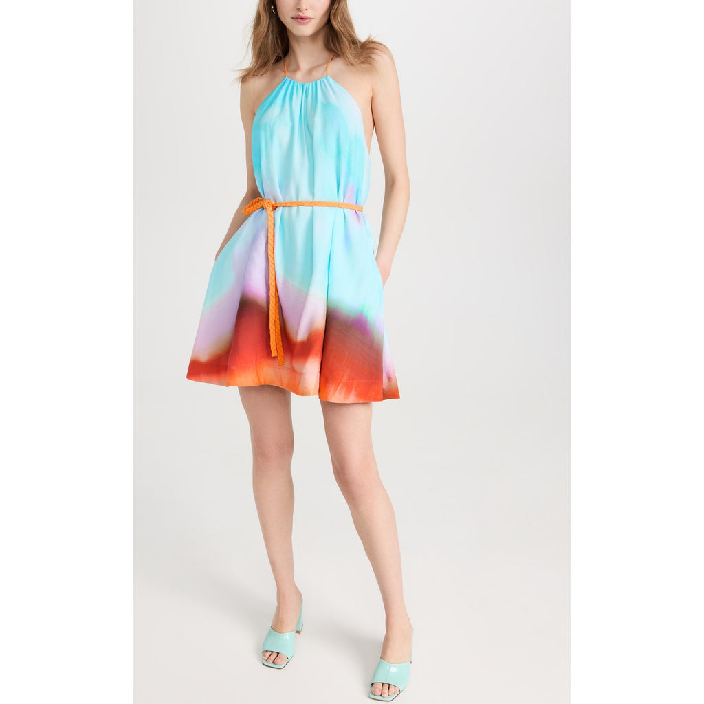 Simkhai 'Odessa' Blue Dip Dye Nylon Printed Cover Ups Mini Tent Dress Size M - NWT