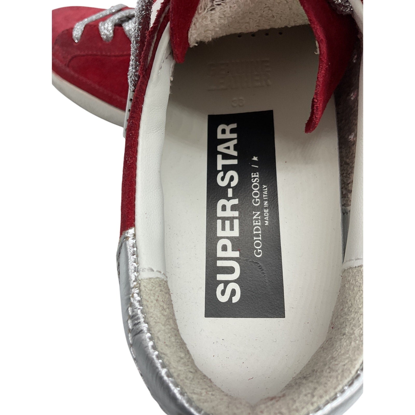 Golden Goose Super-Star Brown Rubber Distressed Metallic Leather-Trimmed Suede Sneakers Size 8