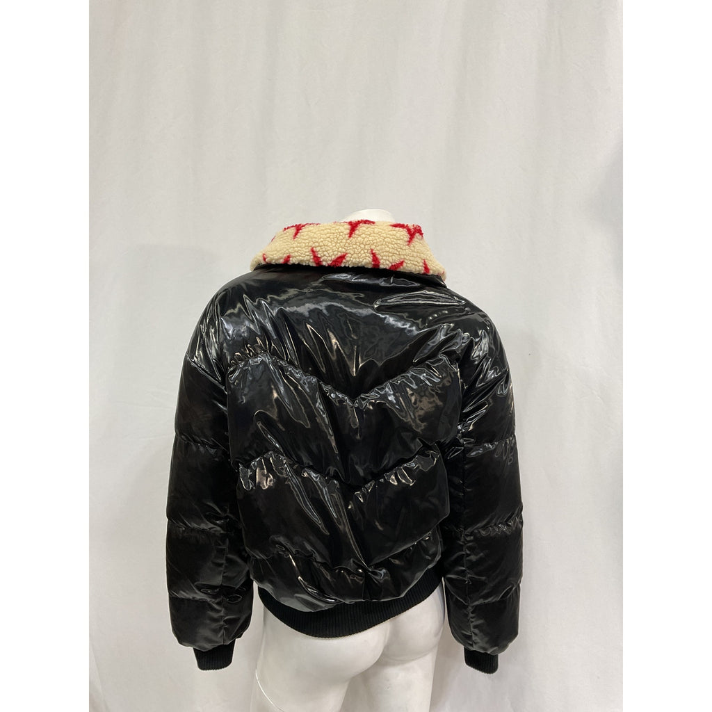 Perfect Moment 'Reversible' Black Polyester Metallic Faux Shearling Jacket Size XS