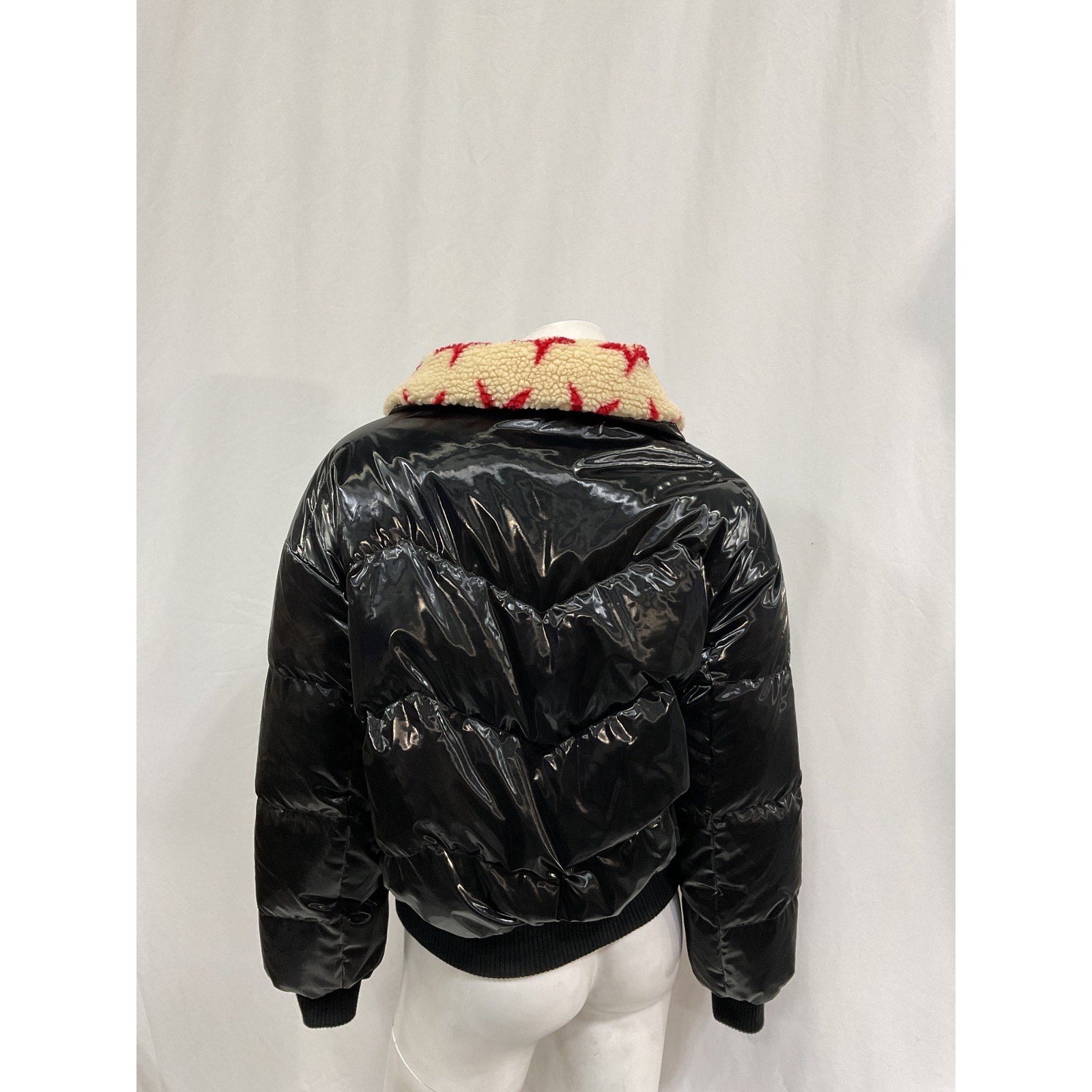 Perfect Moment 'Reversible' Black Polyester Metallic Faux Shearling Jacket Size XS