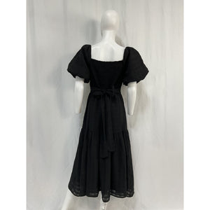 Astr The Label 'Sonnet' Black Puff Sleeve Midi Dress Size M