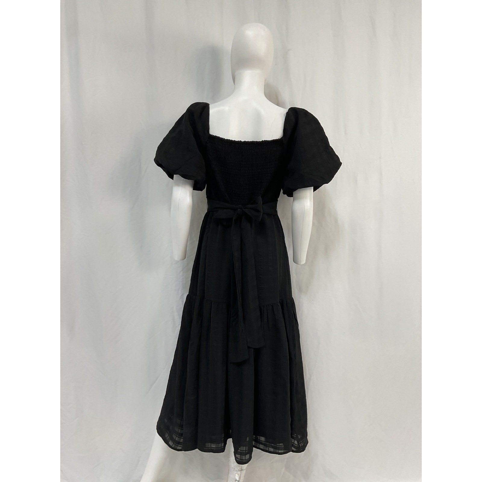 Astr The Label 'Sonnet' Black Puff Sleeve Midi Dress Size M