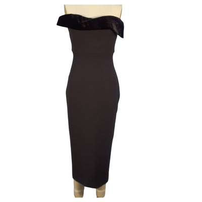 Roland Mouret Elegant Black Strapless Crepe Midi Dress Size 8 UK / 4 US