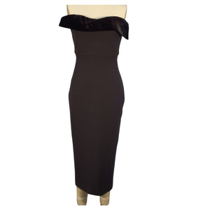 Roland Mouret Elegant Black Strapless Crepe Midi Dress Size 8 UK / 4 US