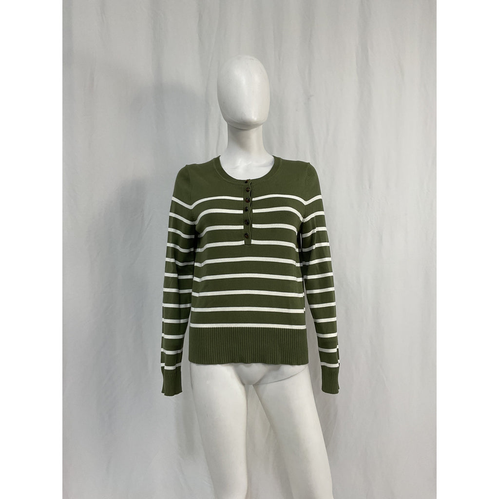 Veronica Beard 'Dianora' Green Viscose Striped Knit Top Size M