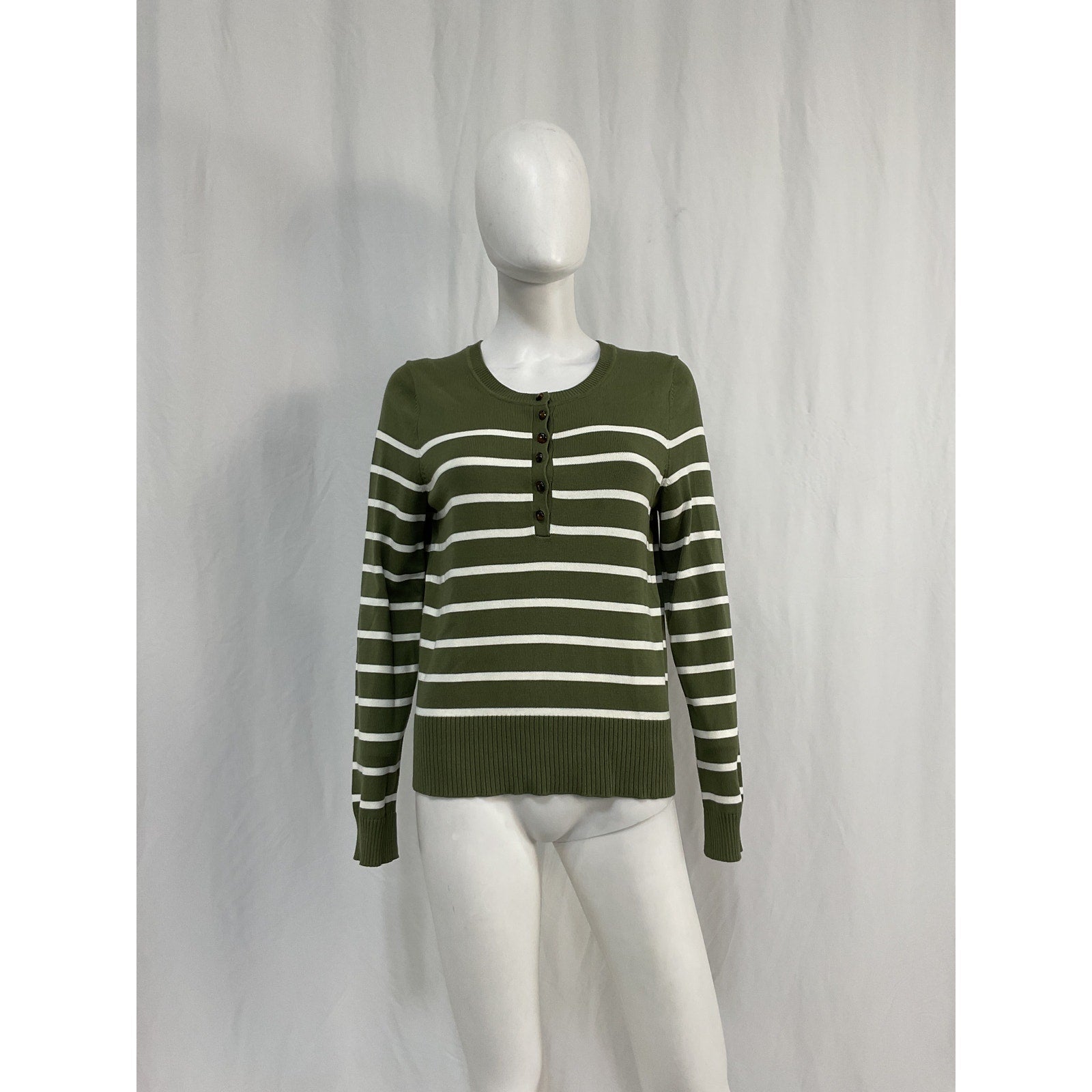 Veronica Beard 'Dianora' Green Viscose Striped Knit Top Size M