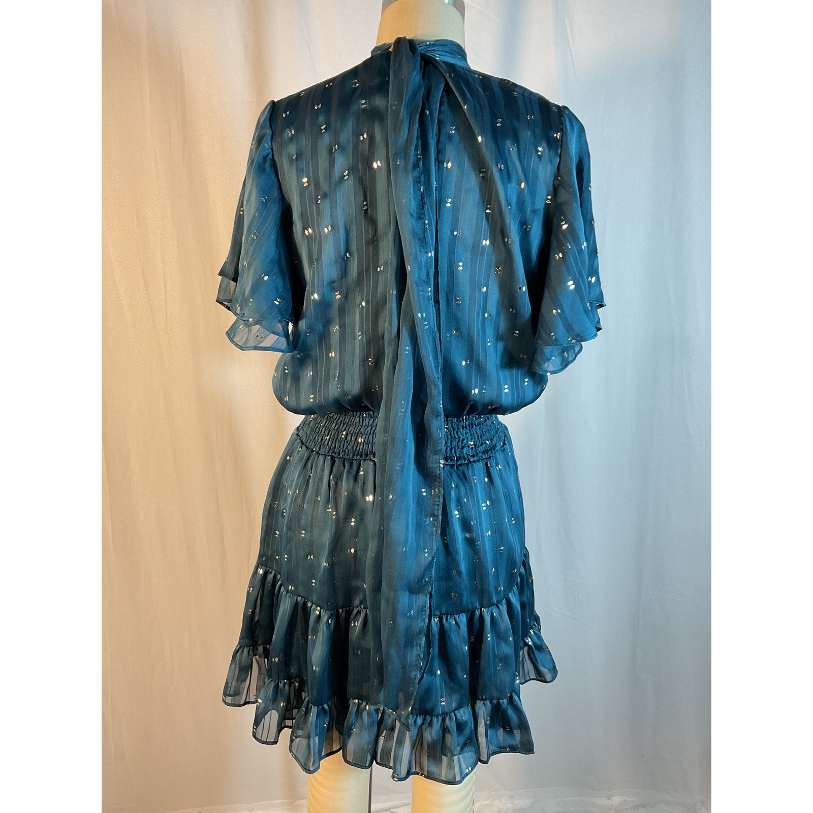 Misa Los Angeles 'Saffie' Blue Mockneck Mini Dress Size XS
