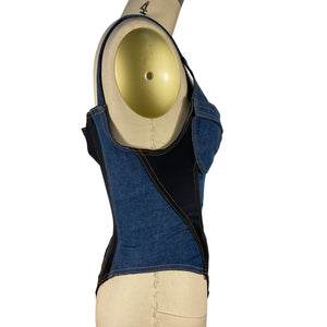 Mugler Structured Blue Corset Bodysuit Size 36 EU / US 4