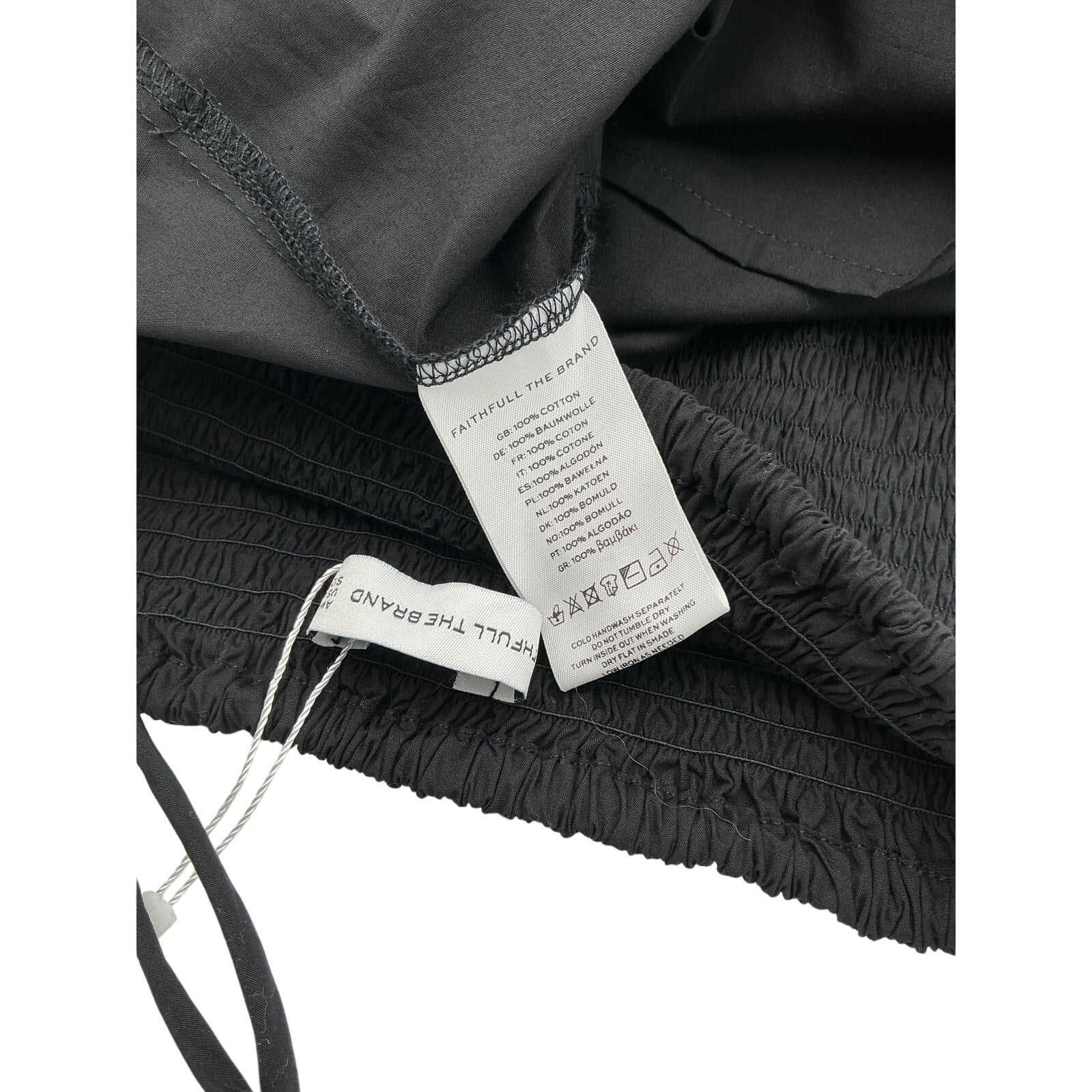 Faithfull The Brand 'Madella' Black Cotton Midi Dress Size M