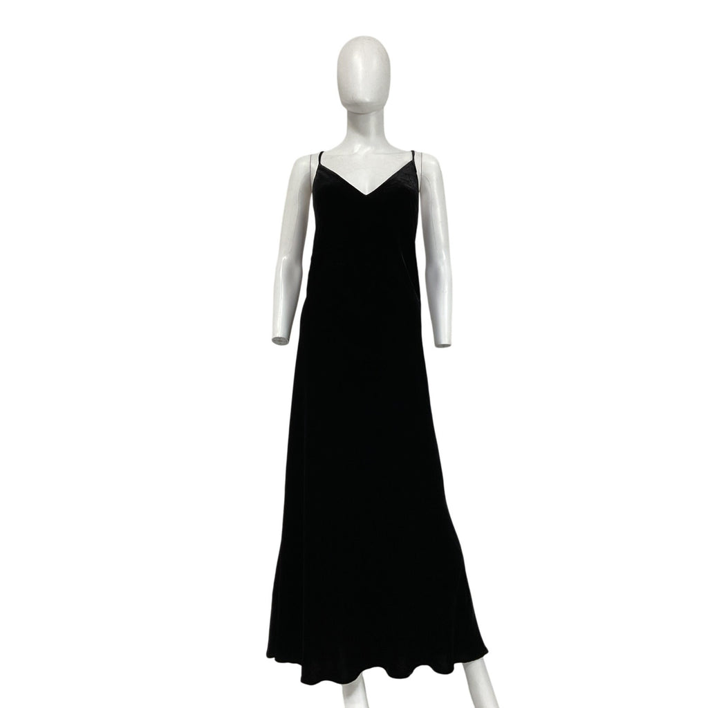L'Agence 'Seridie' Black Viscose Velvet Slip Dress Size 18