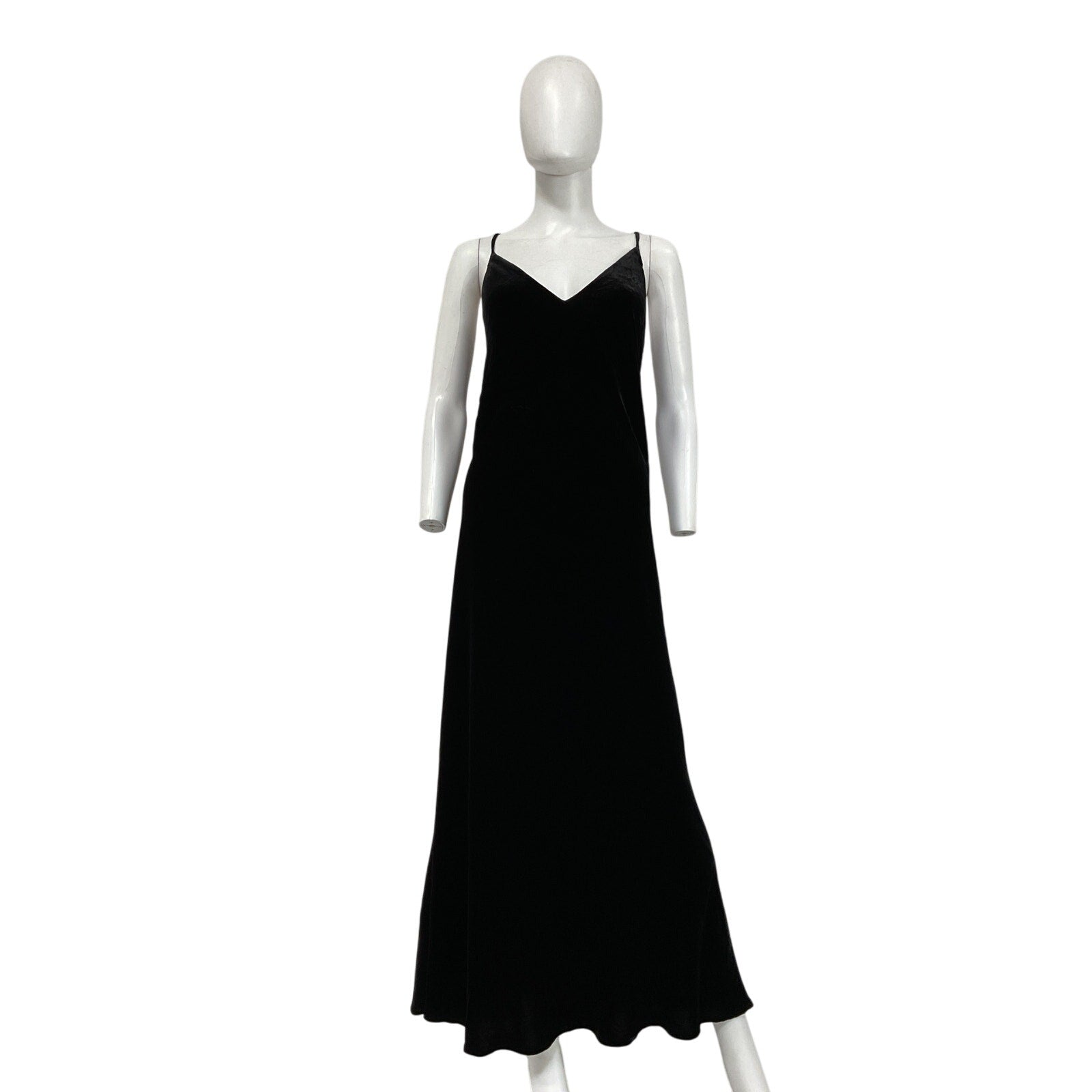 L'Agence 'Seridie' Black Viscose Velvet Slip Dress Size 18