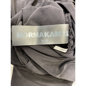 Norma Kamali Elegant Black Cross Halter Side Drape Gown Size M