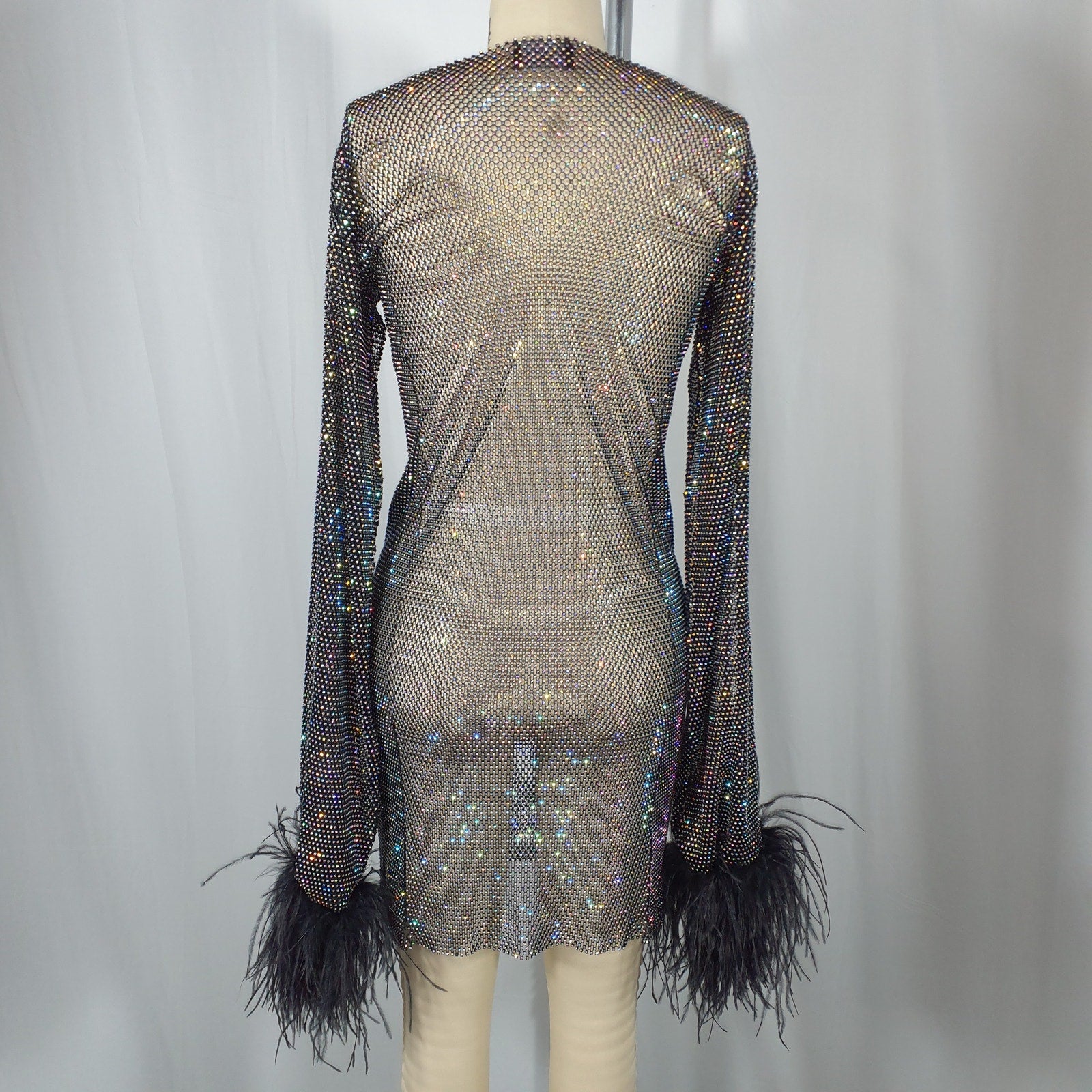 Santa Brands 'Feathers' Black Mini Dress Size OS