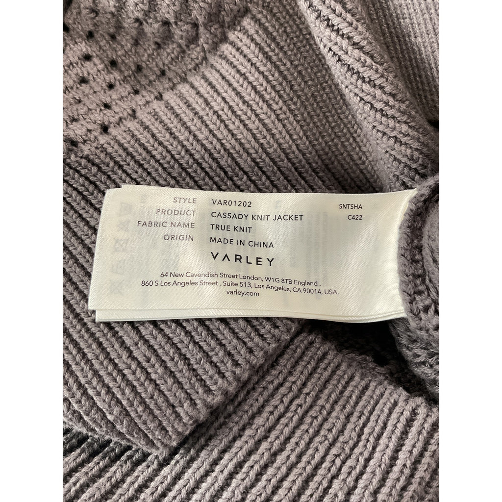 Varley 'Cassady' Grey Cotton Knit Jacket Size XS
